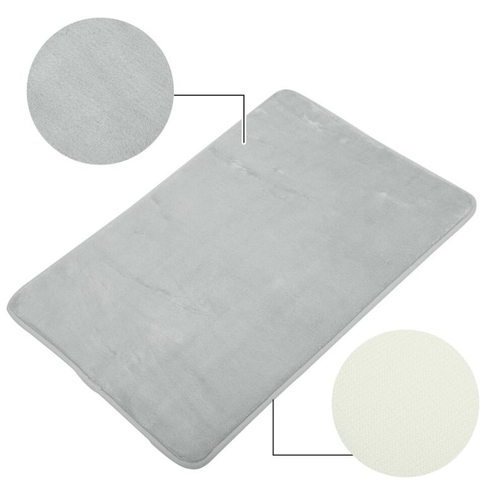 Solid Color Pattern Bathroom Rugs, Polyester Bath Mat Gray - Picture 3 of 6